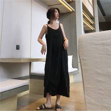 Oversized Women Maxi Dress Casual Sleeveless V-ling Folds Sling Loose Long Dresses Plus Size 2024 - buy cheap