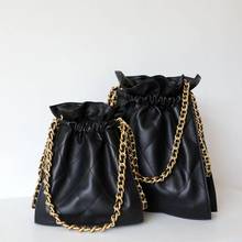 Bolsa feminina couro legítimo, bolsa mensageiro com cordão ombro preto, bolsa de mão 2024 - compre barato