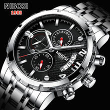 NIBOSI 2020 Fashion Silver Mens Watches Top Brand Luxury Clock Sports Chronograph Waterproof Quartz Watch Men Relogio Masculino 2024 - buy cheap