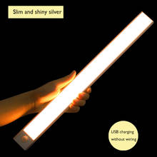 Luz LED con Sensor de movimiento PIR para debajo del armario, lámpara de pared ultrafina, recargable por USB, 23/40/60cm 2024 - compra barato