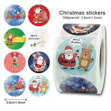 Rollo de pegatinas de Feliz Navidad, 500 pulgadas, pegatinas bonitas, sello adhesivo, etiquetas decorativas, círculo redondo, 1,5 Uds. 2024 - compra barato