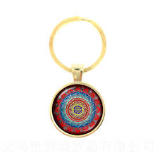 2018 New Fashion Mandala Pattern Keychain Buddhism Zen Yoga Glass Dome Key Ring Bag Accessories Jewelry Gift 2024 - buy cheap