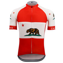 Ropa de ciclismo Retro de la República de California para hombre, maillot rojo para ciclismo de montaña, equipo de carreras profesional 2024 - compra barato