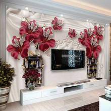 Personalizado foto papel de parede 3d estilo europeu jóias flor sala estar quarto tv fundo murais para paredes 3 d 2024 - compre barato