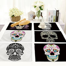 Placemat Retro Skull Pattern Printed Tableware Mat Kitchen Accessorie Insulation Dining Table Bowl Cup Mat Home Decor 42*32cm/pc 2024 - buy cheap