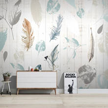 Photo Wallpaper 3D Nordic Plant Leaves Feathers Modern Wood Grains Murals Living Room TV Sofa Bedroom PVC Waterproof 3D Stickers 2024 - buy cheap