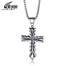 EyeYoYo Cross Necklace Men's Titanium Steel Cross Pendant Vintage Charm Religious Prayer Jewelry 2024 - buy cheap