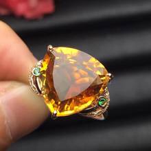 Citrine Ring 18K Gold AU750 Triangle About 13.8mm Natural Citrine Gemstones Rings for Female Anniversary Gift Fine Rings 2024 - buy cheap
