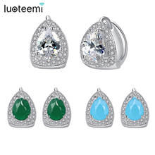 LUOTEEMI Design Stud Earrings for Women Dating Party Luxury Water Drop CZ Three Colors Female Jewelry Pendientes Christmas Gift 2024 - buy cheap