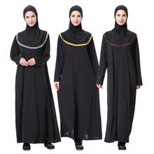 Vestido de oração muçulmano abaya, vestido preto de manga comprida grande linha a com hijab islâmico kaftan 2024 - compre barato