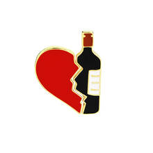 2 pçs/set pinos Esmalte conjunto garrafa de Vinho e Vinho Coração pinos coração broche Personalizado Conjunto de 2 Presente para o Vinho amantes 2024 - compre barato