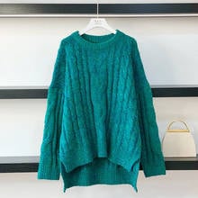 PEONFLY Women Knitted Fashion Loose Sweater Autumn Winter O Neck Long Sleeve Korean Solid Color Harajuku Female Jumper 2024 - buy cheap