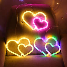 Led Neon Light Colorful Double Heart Love Wall Neon Sign for Room Home Party Wedding Valentine's Day Decoration Xmas Gift Lamp 2024 - buy cheap