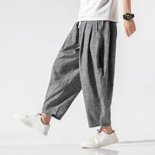 Men Oversize Wide Leg Pants Mens Straight Casual Ankle-Length Pants Chinese Style Summer Male Harem Pant 2024 - buy cheap