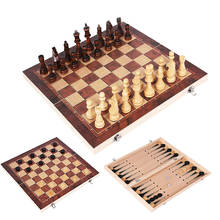 New Design 3 in 1 Wooden Chess Backgammon Checkers Travel Games Chess Set Board Draughts Entertainment Christmas Gift 2024 - buy cheap