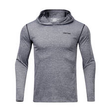 Camiseta de manga larga para correr para hombre, con capucha, para gimnasio, Fitness, para trotar, ajustada, de corte seco, transpirable, para Crossfit, ropa deportiva 2024 - compra barato