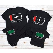 2022 New Family Matching Clothes Look Matching Outfit Funny Battery Clothes Dad Mom Boy Girl T-shirt Daddy Mommy Me Baby Clothes 2024 - buy cheap