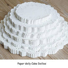 3.5/4.5/5.5/6.5/7.5/8.5/9.5/10.5 Inch 100pcs Round Party Lace Cake Place Mat Baking paper pad Food Paper Pad 2024 - compra barato