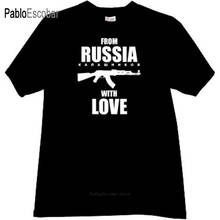 Camiseta de algodón para hombre, camisa moderna de Rusia con amor (Kalashnikov), fresca, rusa, de marca blac 2024 - compra barato