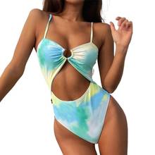 Maiô feminino estampado peça única bodycon, roupa de banho sexy push up moda praia 2021 2024 - compre barato