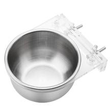 Alimentador de aves de acero inoxidable, cuenco alimentador de agua para gatos, perros y cachorros, plato de comida al aire libre, alimentador con estante para loros, periquito, 8,5 CM 2024 - compra barato