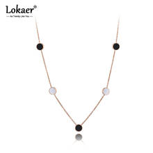 Lokaer Trendy Stainless Steel Round Black Acrylic & White Shell Chain Pendant Necklaces For Women Girls Choker Necklace N19172 2024 - buy cheap
