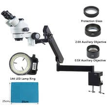 Abrazadera articulada Trinocular Industrial simul-focal 3.5X-90X, soporte de brazo, Microscopio estéreo para soldadura de PCB de teléfono 2024 - compra barato