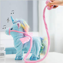 Unicornio que camina eléctrico de 35cm, juguete divertido de peluche que habla, canto de unicornio, música, regalo para niños 2024 - compra barato
