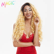 Ombre Blond 71CM Long 13X4 Synthetic Lace Front Wigs For Black Women Supper Deep Natural Wave Hair Heat Resistant Fiber Hair 2024 - buy cheap