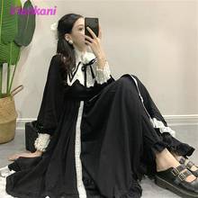 Black Vintage Dress Women French Elegant Gothic Lolita Dress Female Lace Long Sleeve Stand Evening Party Dress Korea 2022 Autumn 2024 - buy cheap