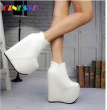 Women promotion new Hattie height 19cm super high heels slope heels short boots heightening nightclub stage women's Boots 2024 - buy cheap