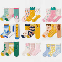 3Pairs/lot Children Socks Spring Autumn Cotton Baby Girls Socks Boys Girls Socks Cartoon Striped Kids Sport Socks 1-12Y 2024 - buy cheap