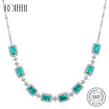 DOTEFFIL Luxury Emerald Wedding Pendant Necklace for Women Charming Trendy Chain Link Necklace 925 Silver Sterling Fine Jewelry 2024 - compre barato