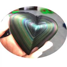 MOKAGY 6CM-7CM Natural Rainbow Obsidian Crystal Stone Heart for Healing Gift 1pc 2024 - buy cheap