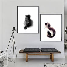 Pintura abstrata a à óleo de gato preto em telas impressões decoração de sala de estar animais decoração de casa arte de parede imagem quadros 2024 - compre barato