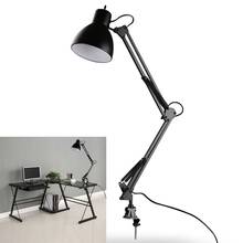 Luminária flexível e27/e26 preta, lâmpada de mesa para estúdio, escritório e casa, braço flexível e luminoso 2024 - compre barato
