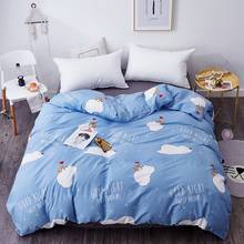 Pouco urso branco boa noite impresso azul capa de edredão 100% algodão quilt cover macio consolador caso 180x220cm, 200x230cm, 220x240cm 2024 - compre barato