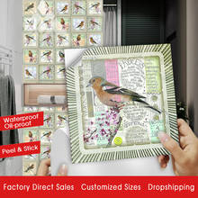 Simulação carimbo flores pássaros cristal ladrilhos duros adesivo de parede cozinha guarda-roupa casa decoração arte mural casca & stick decalques de parede 2024 - compre barato