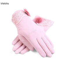 Gloves cold winter warm female cute hair ball outdoor riding lace windproof driving gloves CD50 Q02 2024 - buy cheap