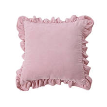 Pure Color Pillowcase Elegant Ruffle Design Pillow Coevr Suede Lumbar Pillow Cushion Cover Home Decorative Sofa Throw Pillowcase 2024 - buy cheap