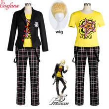 Ryuji sakamoto cosplay persona 5 sakamoto ryoji cosplay traje traje uniforme escolar halloween carnaval trajes e peruca 2024 - compre barato