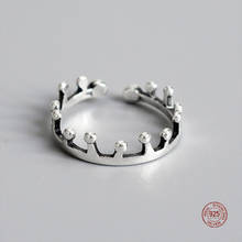 Lko mini anéis de coroa fofos 925 prata esterlina retrátil anéis de abertura para mulheres meninas ornamentos de joias de temperamento de festa 2024 - compre barato