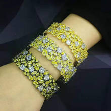 HIBRIDE Luxury Simple Bangles/Bracelets for Women Wedding Full Zircon Dubai Bridal Jewelry Party Gifts Bijoux Femme 2020 B-125 2024 - buy cheap