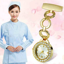 Luxo strass round dial enfermeira relógio broche pino de quartzo fob bolsos relógio senhoras feminino médico sorriso relógios médicos 2024 - compre barato