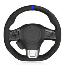 Cubierta de volante de coche cosida a mano, gamuza negra suave para Subaru WRX (STI) 2015-2019 Levorg 2015 2016 2017 2018 2019 piezas 2024 - compra barato