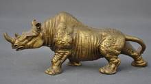 6 "china bronze feng shui rinoceronte selvagem touro boi estátua de animais escultura 2024 - compre barato