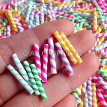500pcs Fake Rainbow Candy Stick / Colorful Straw Faux Candy Cupcake Topping Miniature sweet Deco Decoden 20-30mm 2024 - buy cheap