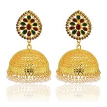 Bollywood Traditional Wedding Enamel Jhumki Jhumka Earrings Beaded Tassel Indian Ethnic Drop Earrings Fashion Jewelry 2024 - buy cheap