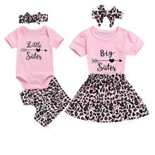 2020 Infant Baby Girl Matching Outfits Clothes Sets Letter Leopard Print T-shirt /Romper Pants/Skirts Headband Sets 2024 - buy cheap