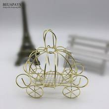 Carro de metal para decoración de bodas, caja de dulces de hierro blanco dorado, calabaza, bricolaje, miniaturas para baby shower, 12 Uds. 2024 - compra barato